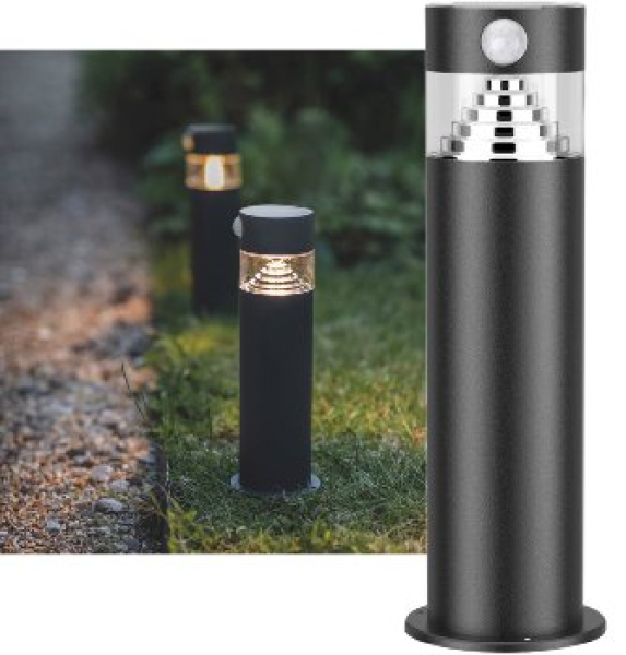 LED Solar Wegeleuchte "SWL-AS30" IP44, warmweiß 3000K, PIR Sensor, 30cm