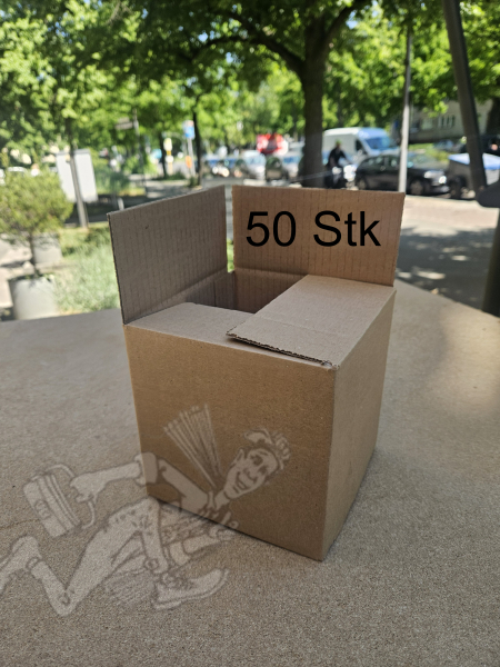 50 Stück Faltkarton, 150 x 150 x 150 mm, 1-wellig, braun mit Zusatzriller